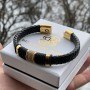 Мъжка Гривна от Кожа и Стомана PREMIUM